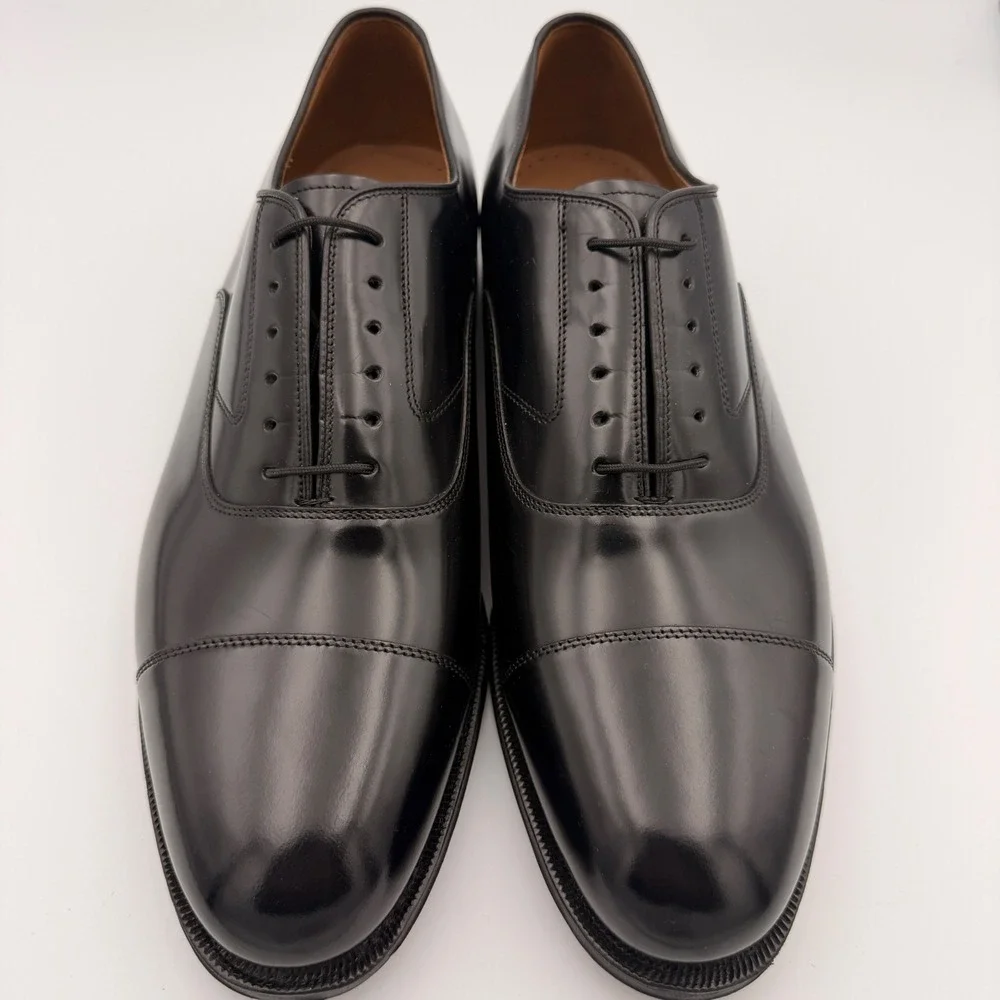 Johnston & Murphy Optima Melton Cap Toe Oxford Goodyear Welt Black Mens 10 D